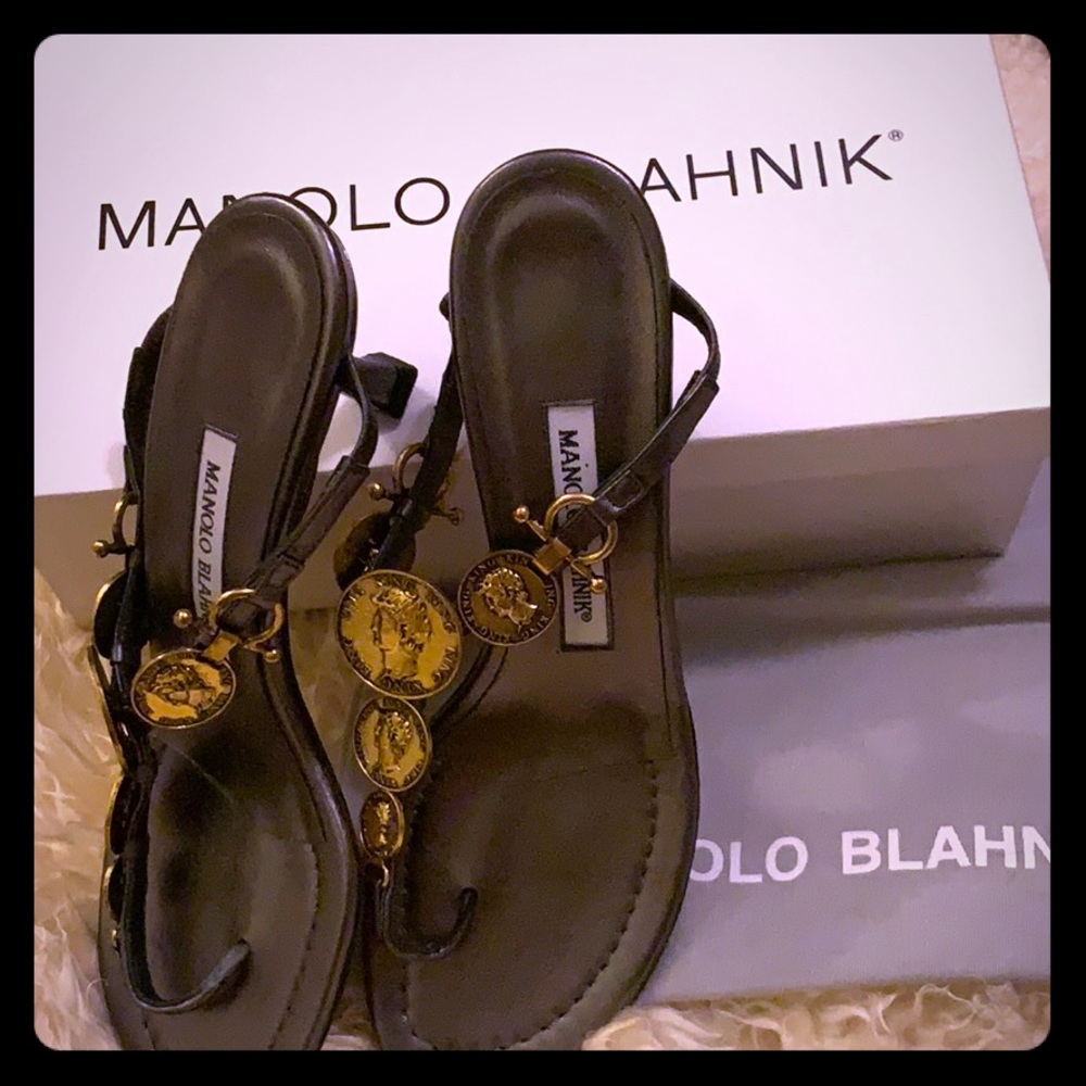 NEW Manolo Blahnik Monete Sandal 50mm - Picture 3 of 8